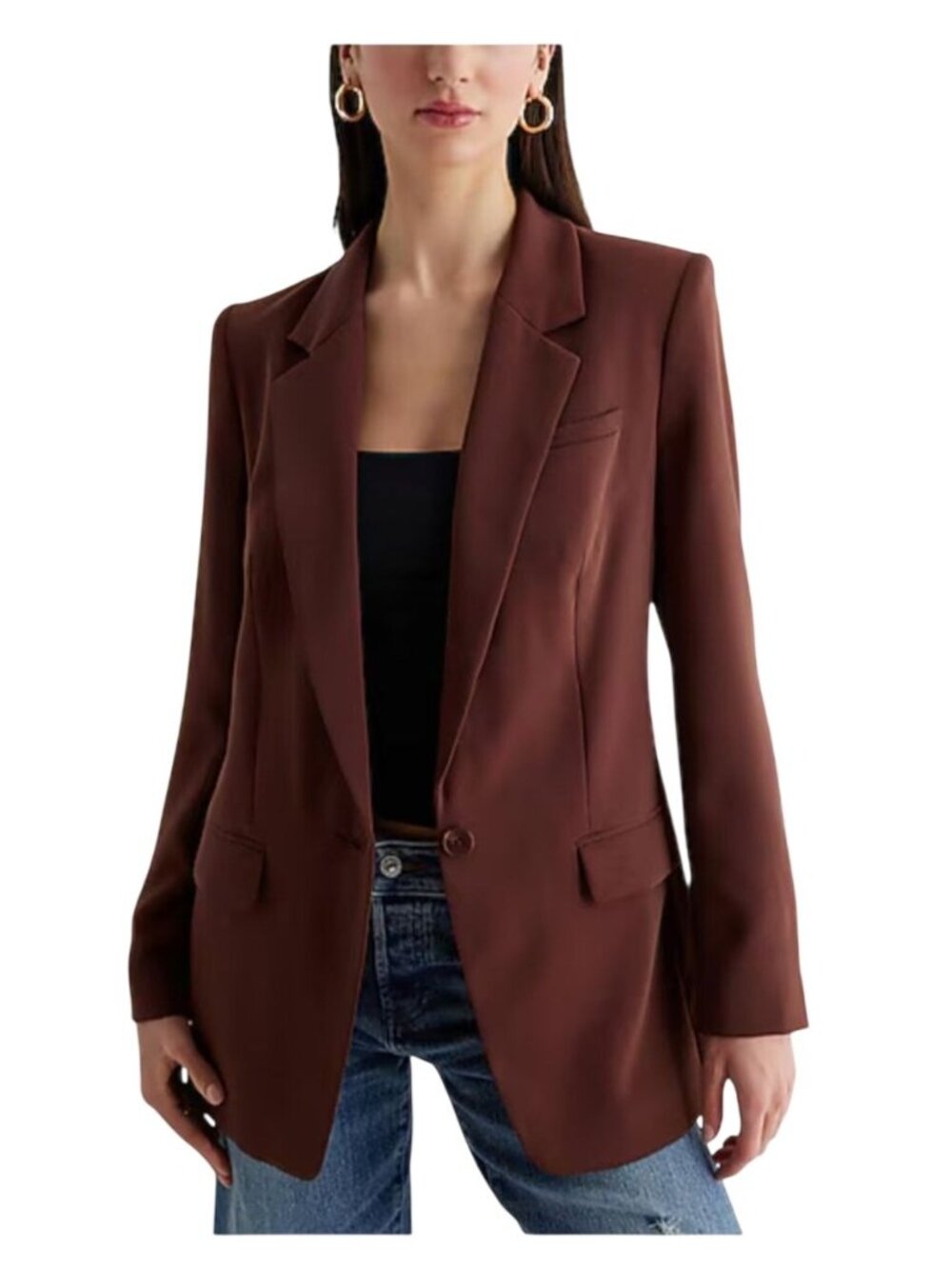 Express Women's Size XS Open Front One Button Cinched Boyfriend Back Blazer NWT